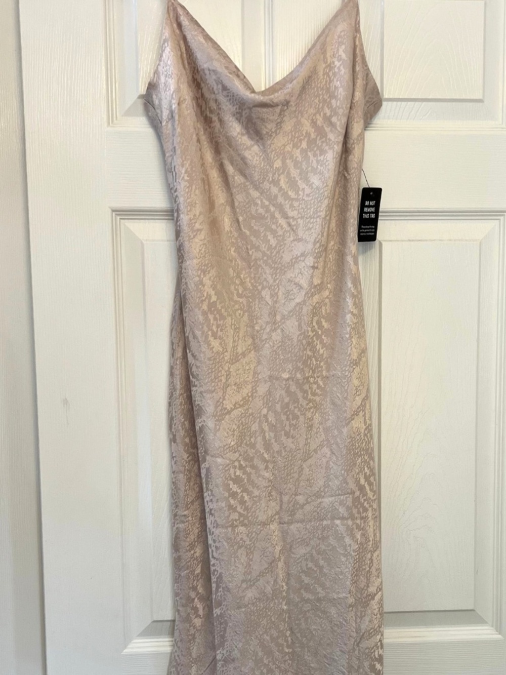 NWT Express Satin Jacquard Cowl Neck Midi Dress Champagne Blush Size M NWT